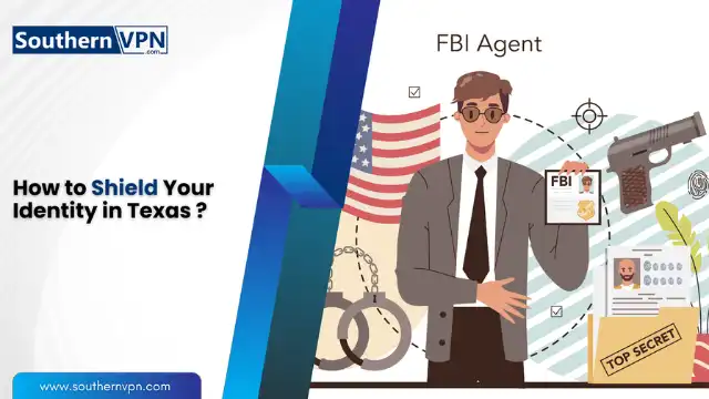 Texas Data Privacy and Security Act with FBI agent illustration on identity protection in Texas.