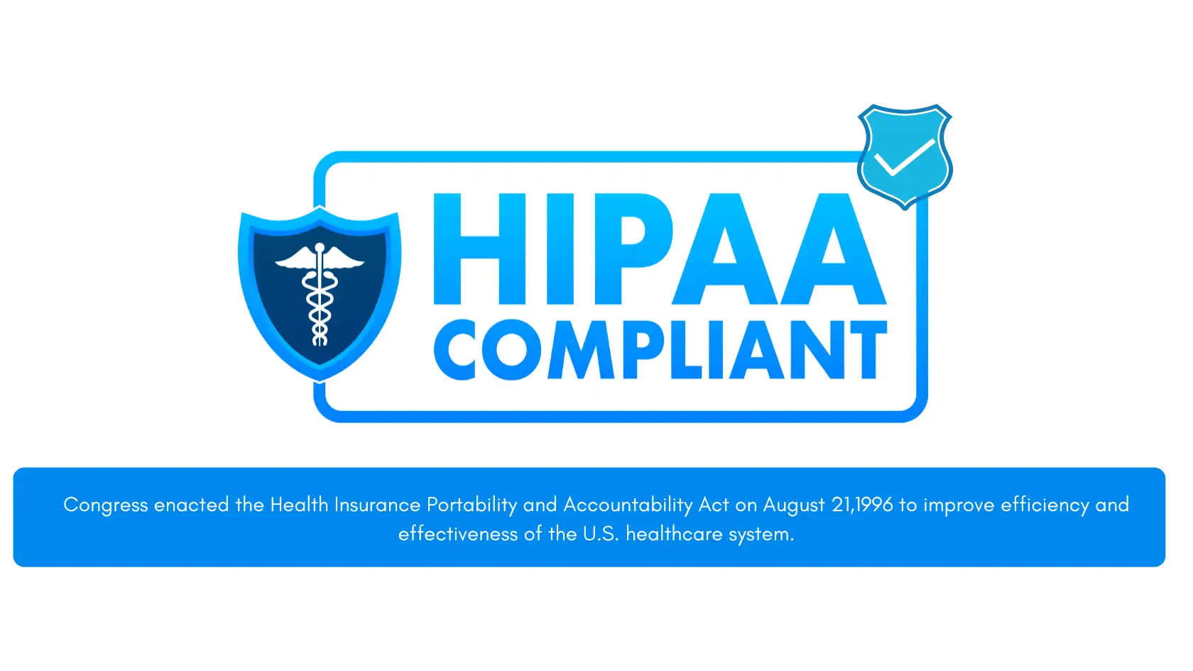 HIPAA Compliant badge highlighting the historical background of the HIPAA Privacy Rule, established by Congress on August 21, 1996.