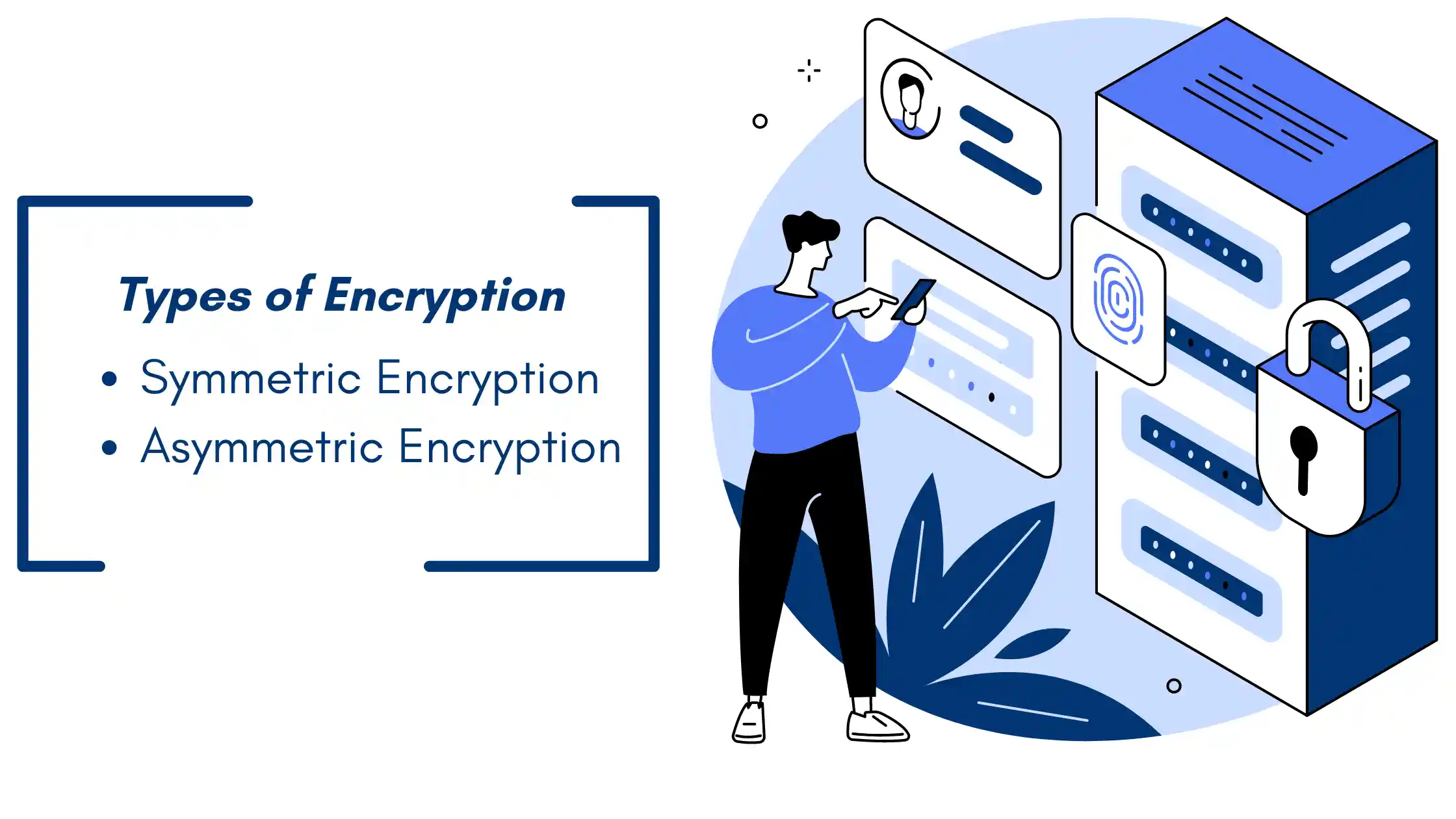 Illustration of types of encryption, highlighting symmetric and asymmetric encryption methods for addressing Privacy Issues With Technology.