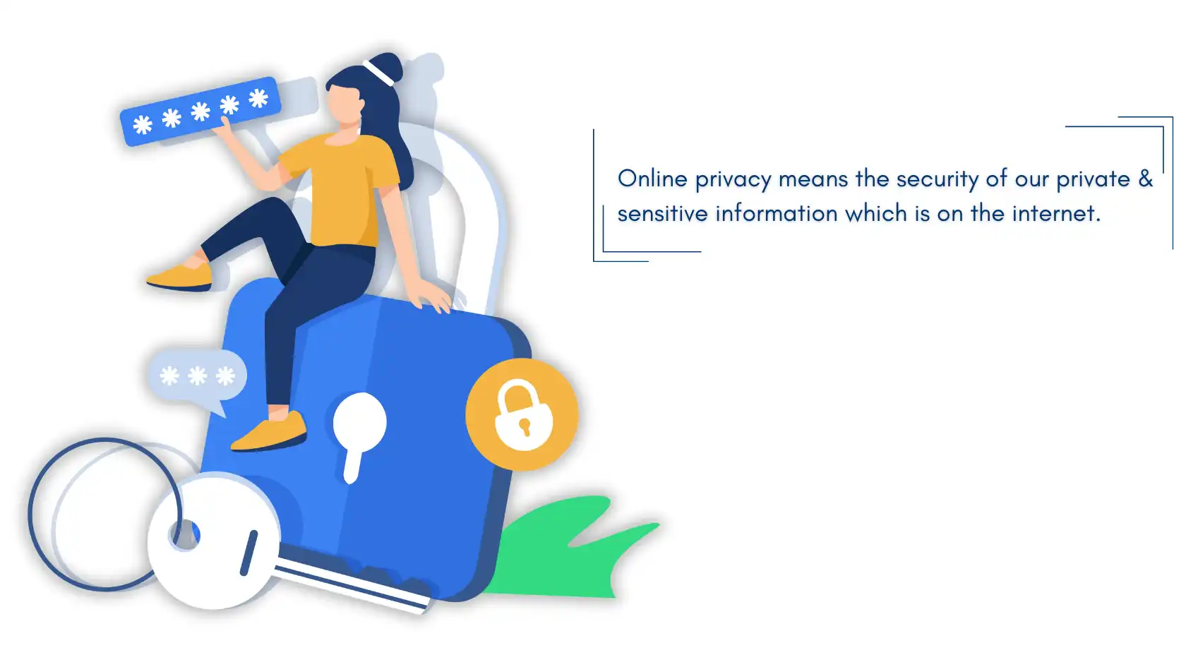 Illustration of a person securing online privacy with a password. Protecting Your Online Privacy ensures safeguarding sensitive information.