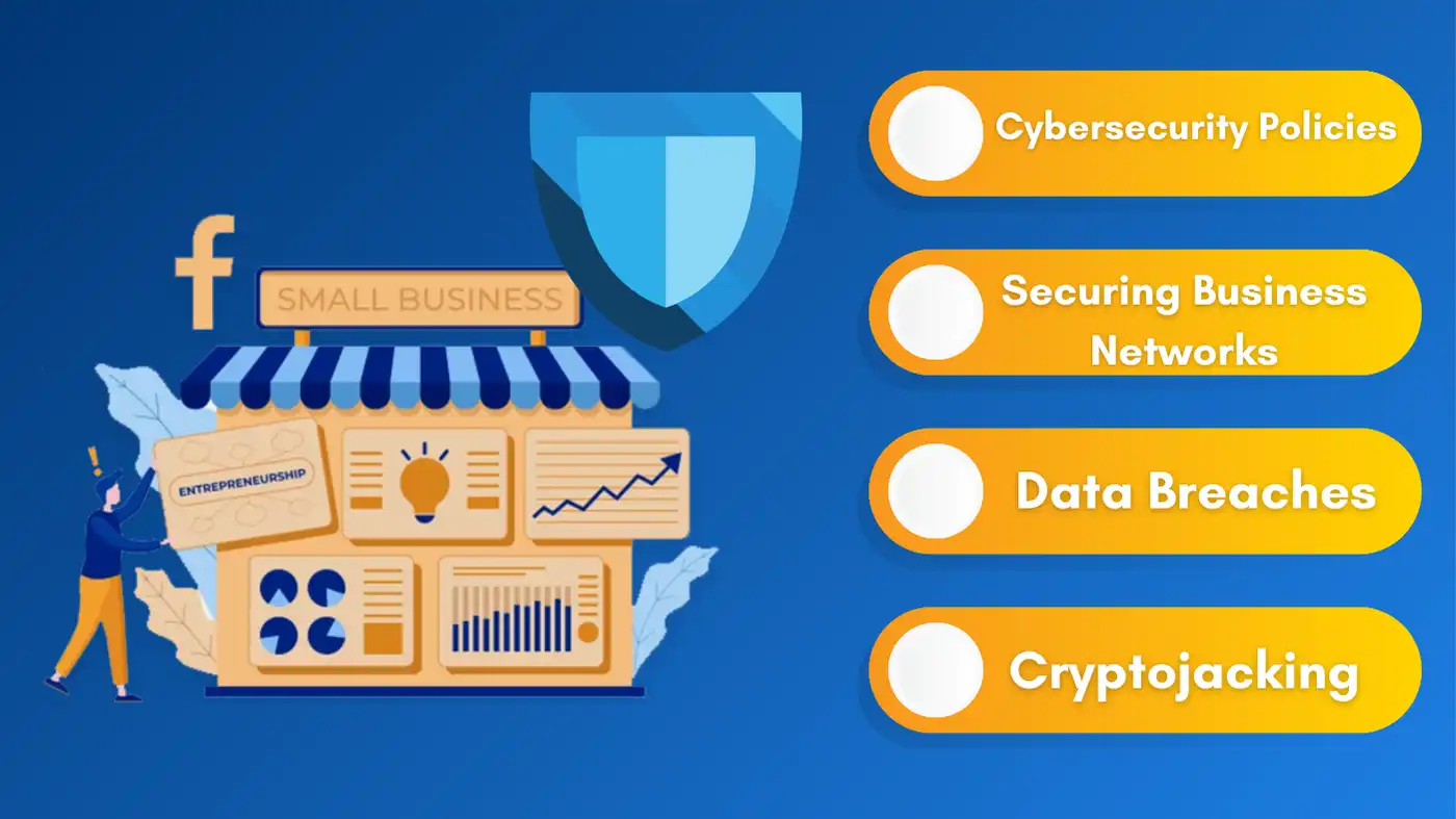 Cybersecurity for small businesses in Virginia: Focus on policies, securing networks, data breaches, and cryptojacking prevention.